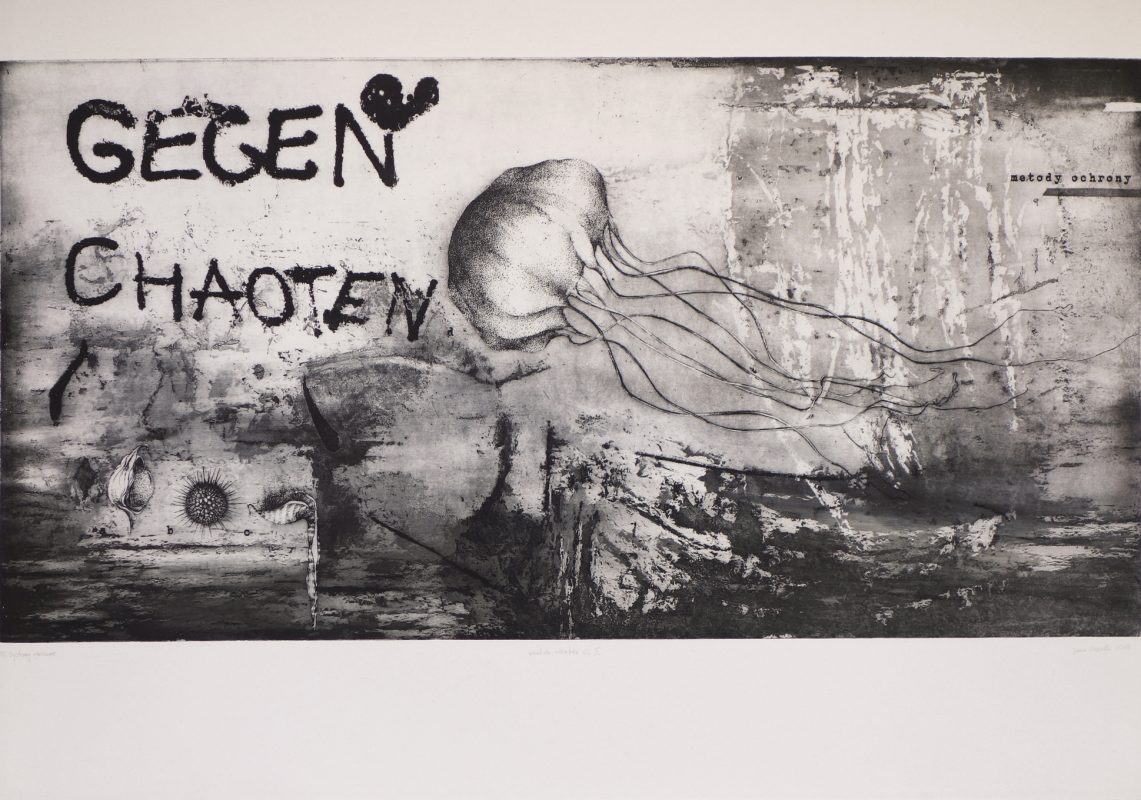 Protective system-print depicting jelly fish and plants; plants expressing human experiences and emotions, etching and aquatint