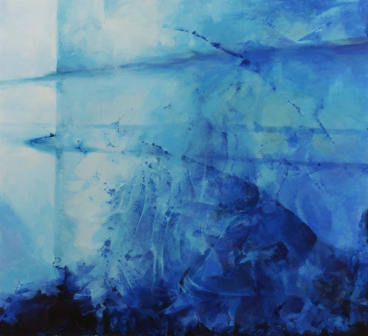 Ląd water blue abstract acrylic painting